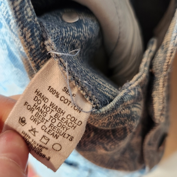 Storia small 100% cotton Blue Denim Overall Dress paisley pattern - Picture 6 of 12